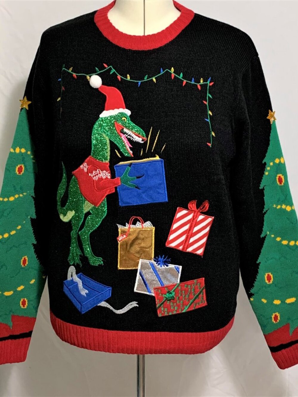 Ugly Christmas Sweater Raptor Dino Dinosaur Got Presents Tree MENS Womens M